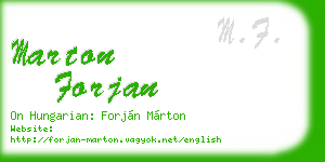 marton forjan business card
